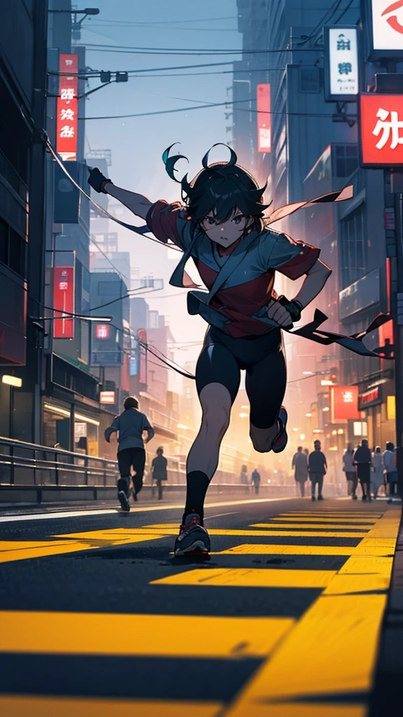 I want a picture of one in Tokyo city running at night