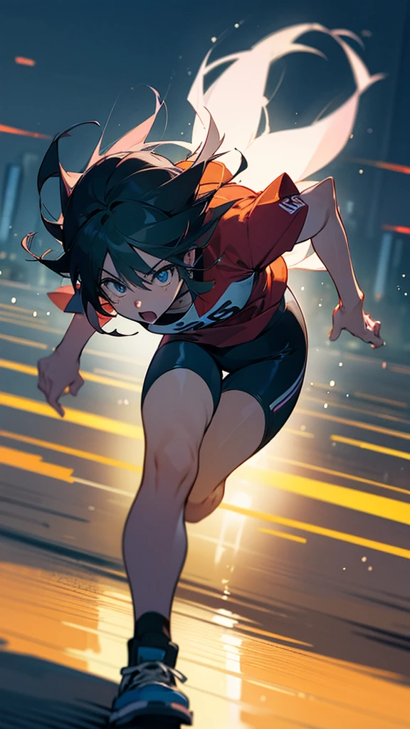 I want a picture of one in Tokyo city running at night