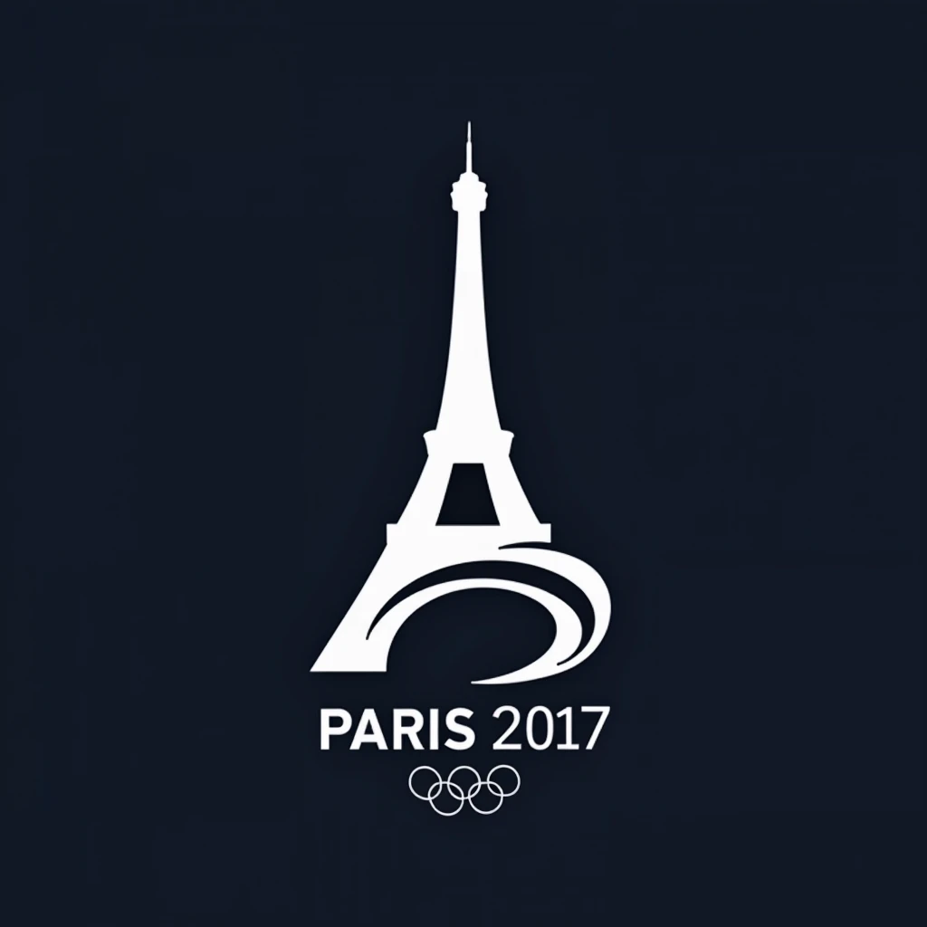 Create a Paris Olympic logo having white colour and without any background 