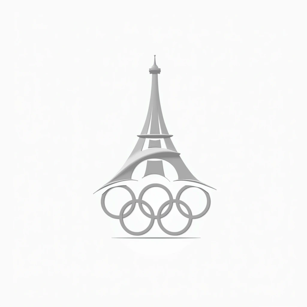 Create a Paris Olympic logo having white colour and without any background