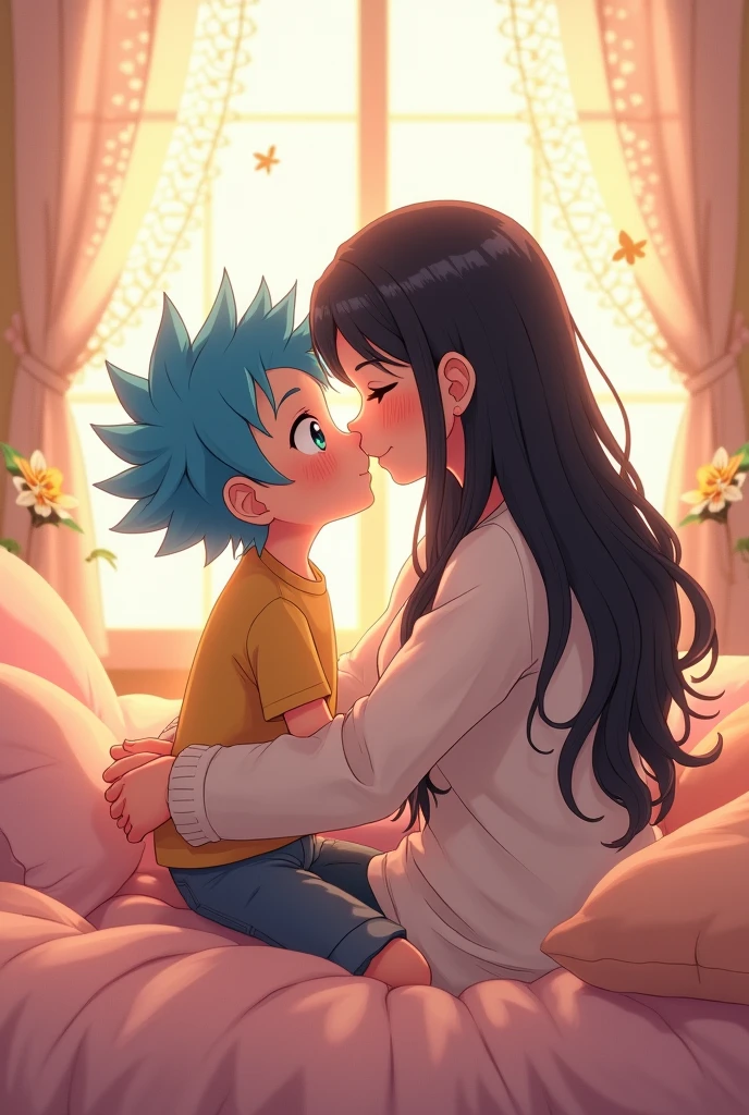 Anime boy and mother kiss  nude