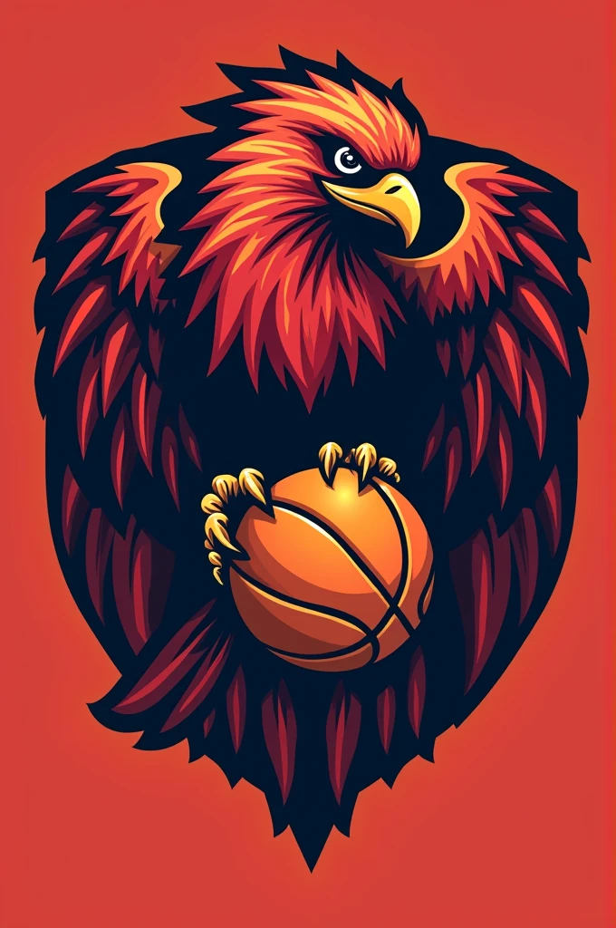 Make a basketball team logo with the theme of the Garuda bird gripping a basketball with the name spegesta