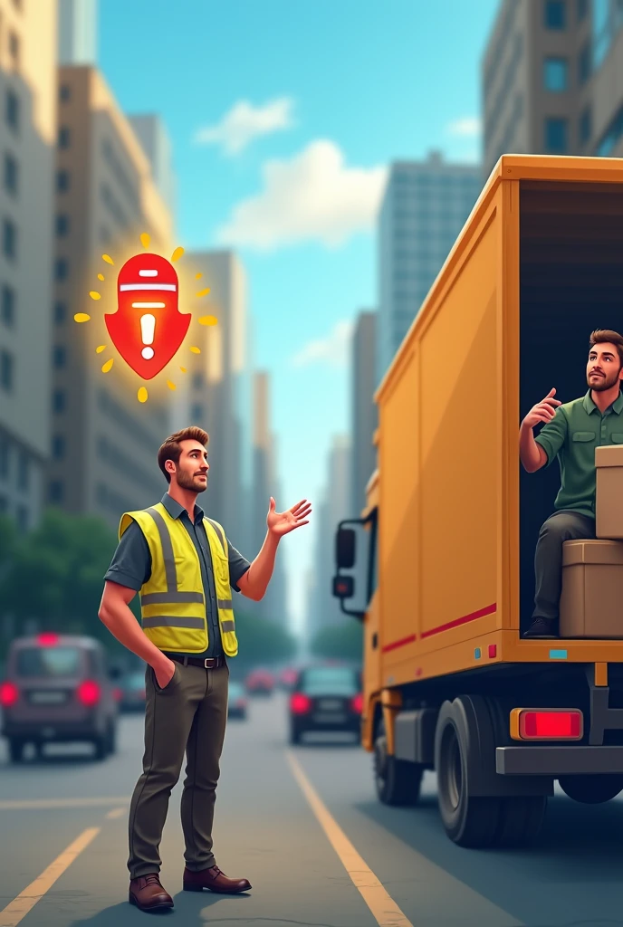 An alert icon or an image of a supervisor talking to a driver