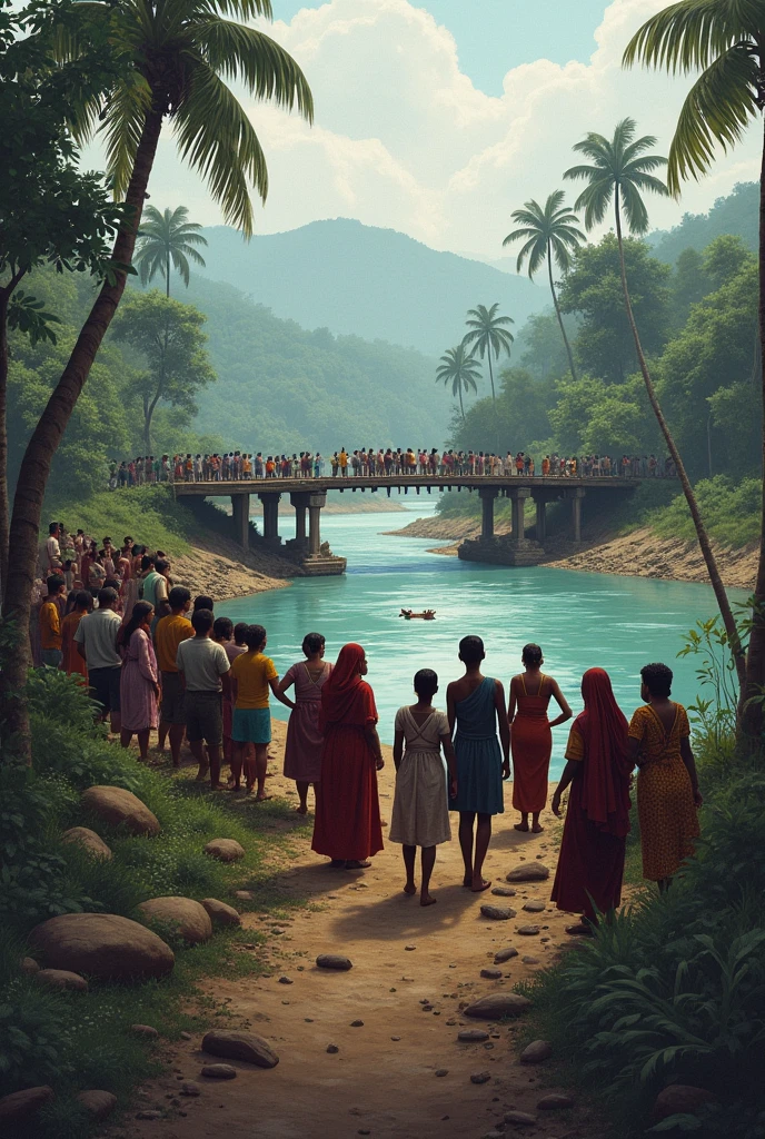 Imagine the villagers' fear and uncertainty as they wake up to find their bridge partially collapsed. How does this impact their daily lives, and what concerns do they express about the future?