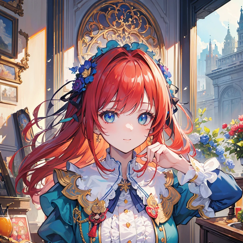 (masterpiece:1.4), (best quality:1.4), extremely detailed, intricate, hyper detailed, (PERFECT FACE), illustration,soft lighting, scenic, 1girl, happy, Vivid auburn hair, colorful, colorized, from_below ,fish_costume , stadium