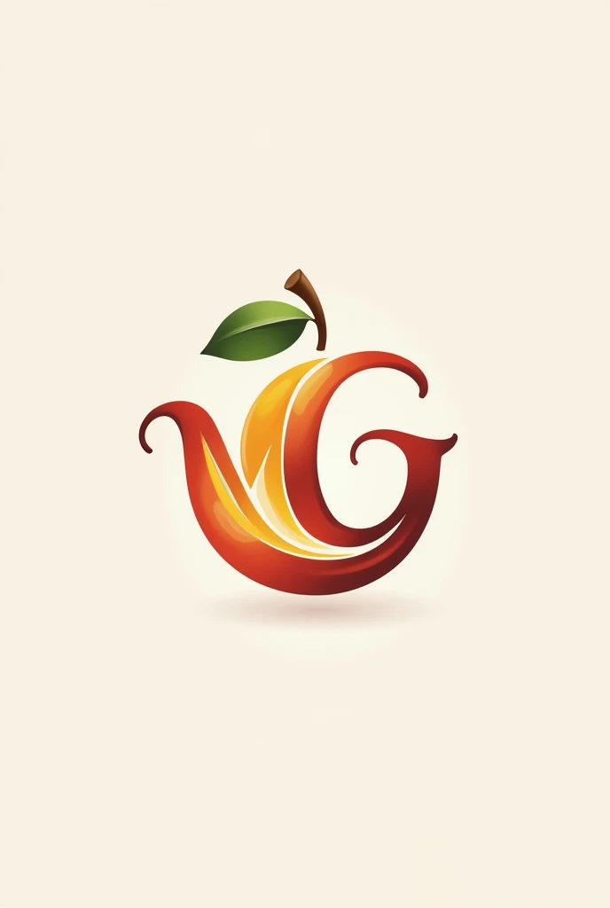 A very sophisticated logo with the initials M and G intertwined in a soft way and with references to fruits.