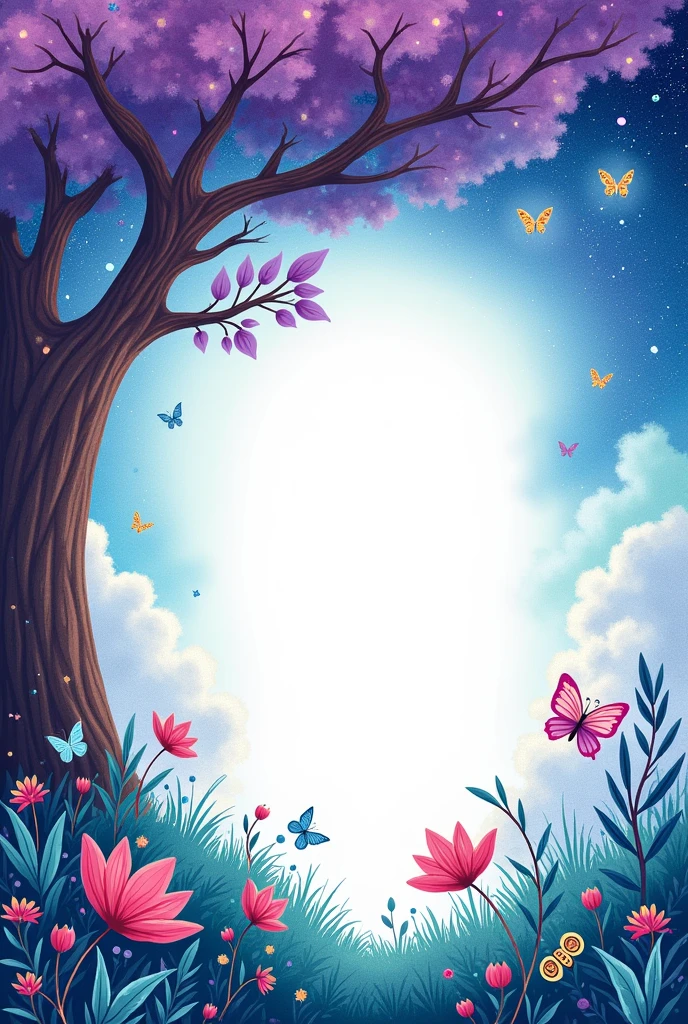 An image to decorate an English notebook with space in the center to write