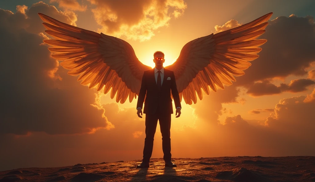 Fusion between the devil Lucifer and Jesus Christ in a suit (1920x1080, landscape)