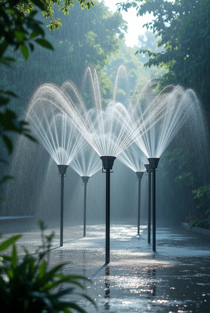 High flat rain sprinklers for film production water points without people