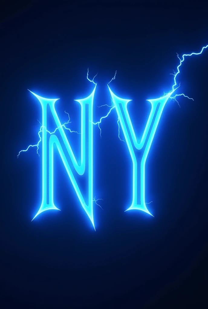 Create a logo with the letters NY in the form of blue electric rays