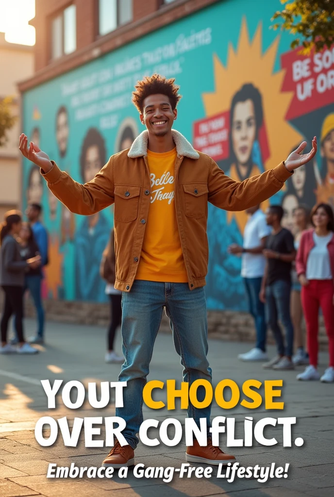 Give me an eye catching advertisement for the gang alternative program that promotes a gang free lifestyle