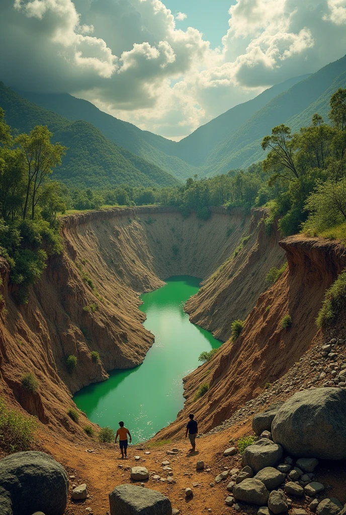 Create a collage of the ravages caused by illegal mining in Colombia 