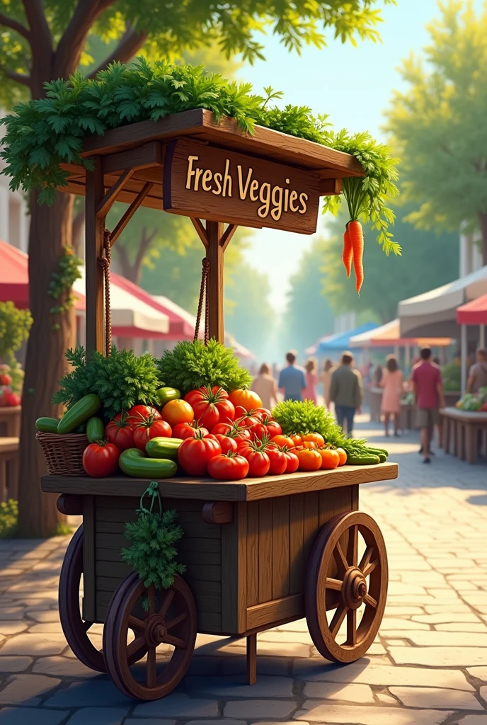 Create a model of a display cart to sell vegetables on the street