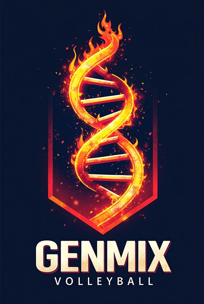 Can you make me a logo for a volleyball team? , The team name is GENMIX , that the team name is the main focus with a DNA, that looks rough and unique , with a little bit of burning fire and a little bit of color