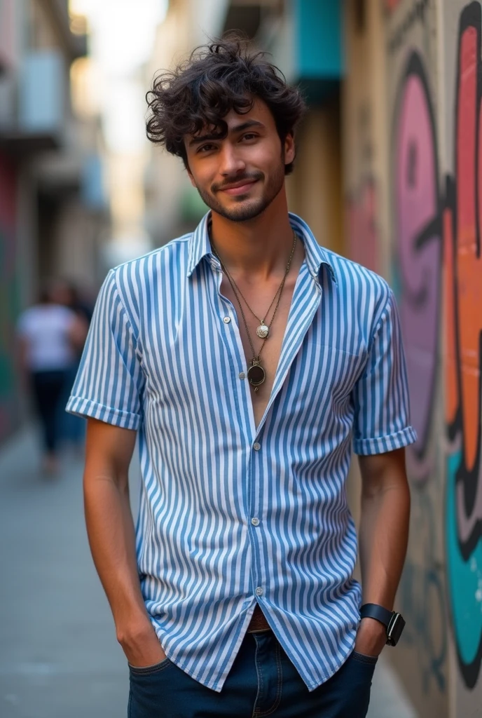 naughty man, 30years, with blue striped shirt, preta e branca. for the X photo