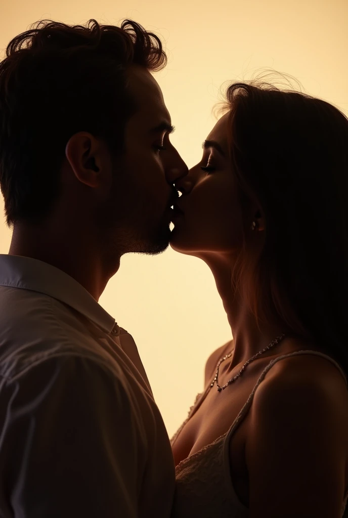 woman in profile in a position to be kissing someone