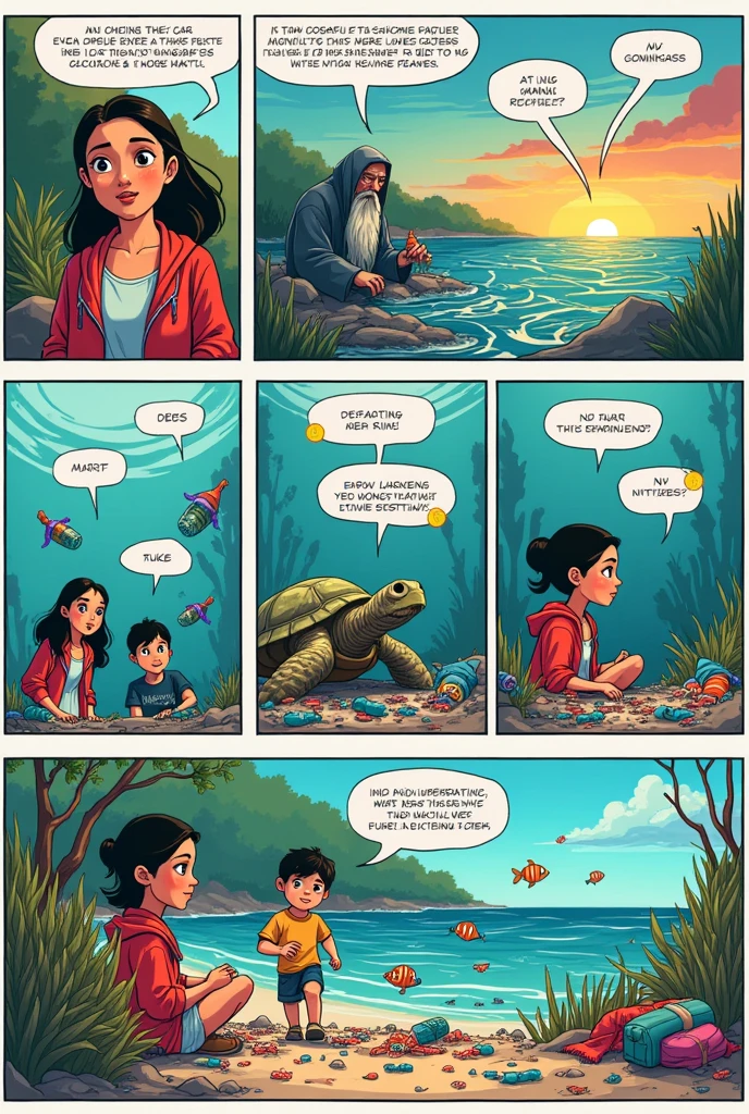 Textile pollution story in 6 comic strips