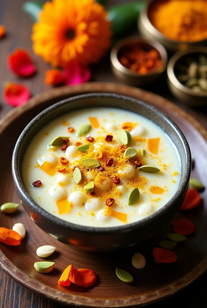 Rice kheer photo form top angle in aspect ratio 16:9