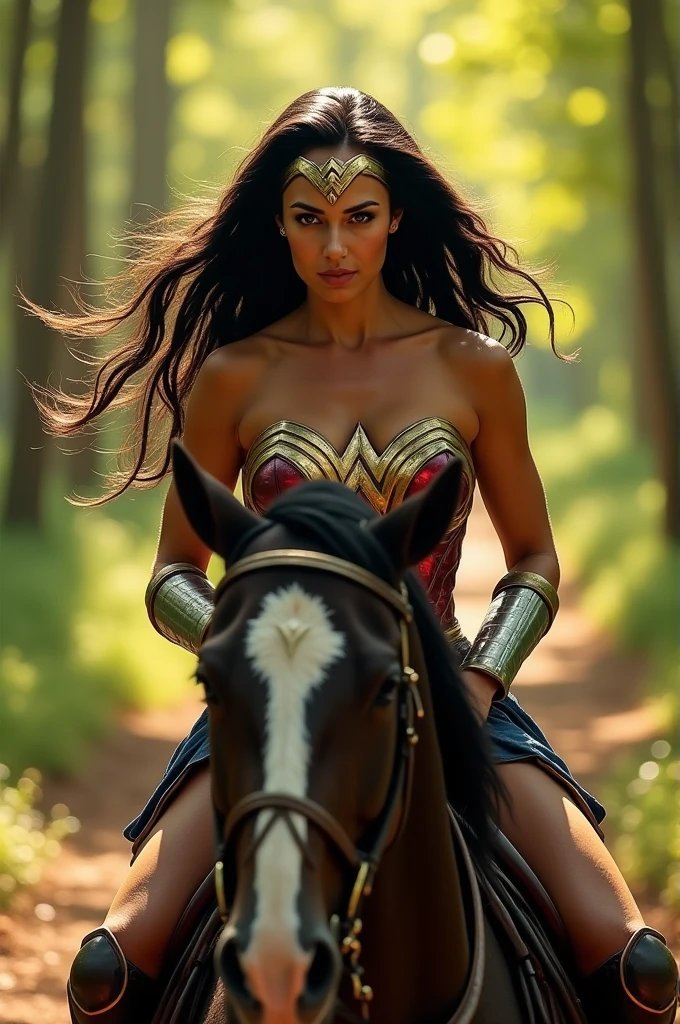 Wonder Woman Riding and Sweating