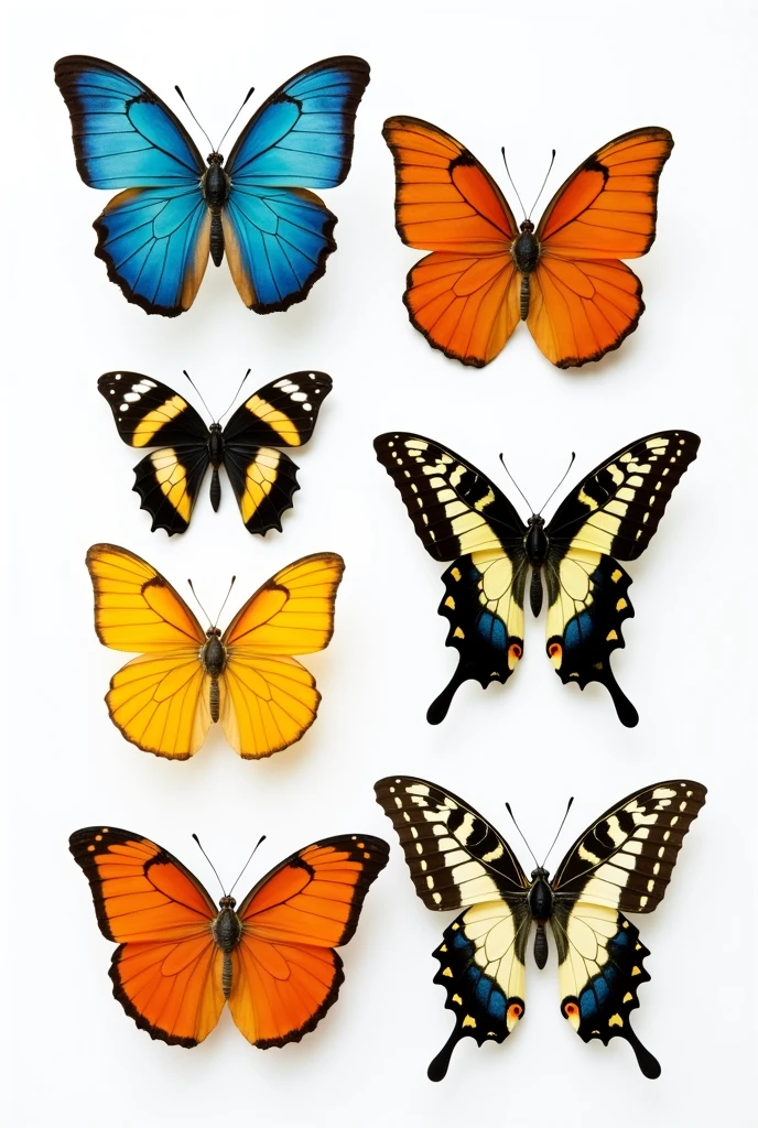 Make a compilation of butterflies from the Brazilian Amazon rainforest and a white background image