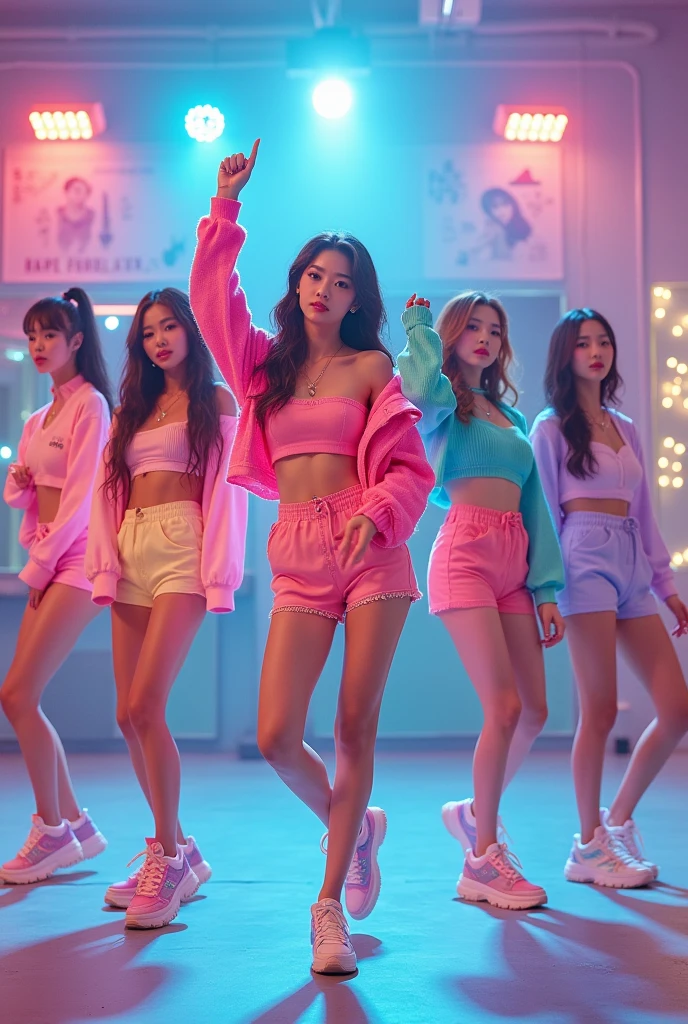 create a promotional image for k-pop classes to be part of the glamour girls group