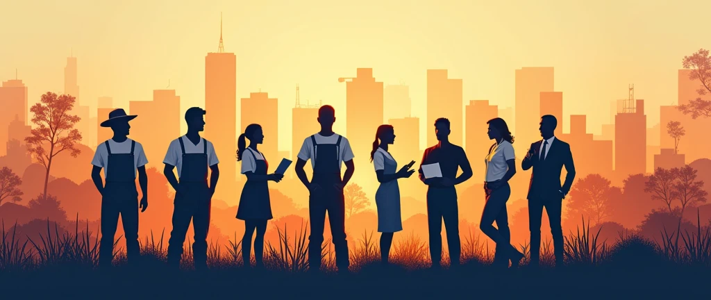 I created a realistic 8k banner with professions like: farmer, nurse, lawyer, singers, janitor, Policerman, a banner that shows the diversity of professions.