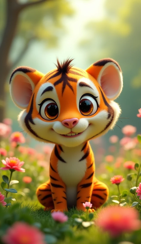 Perfect centering, Looking at the camera, a close up 2/3 of a cartoon humanoid tiger, 3 d animation demo reel, 3d animation, 3 d animation, 3 d animated movie, 3d animated, 3 d animated, tv commercial, clay animation, cgi animation, cute! c4d, cute 3 d render, pixar 3 d animation style, in the garden 4 k, 3 d cartoon