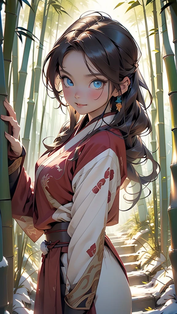 male, muscle, 1boy, muscular, 75 year old man,young,1 man,(((1male,1 male, 1man, 1 man,man:1.5,male gender:1.5,male focus))),((brown hair)),(((blue_eyes:1.3))),intricate eyes,beautiful detailed eyes,symmetrical eyes,((brown hair)),   

(((Hanfu, armor, Guan yu, Guan Yunchang, long hair, mean eyes, red robe))), beautiful Asian wuxia, modern wuxia, (((Asian))), straight brown hair,((bulge in pants)),((red clothes theme,intricate outfit,intricate clothes)),

(dynamic pose:1.0),smile,(centered,scale to fit dimensions,Rule of thirds),

outdoors,(waterfall,bamboo,river,snow bamboo forest,japanese temple,red lanterns burning,temple in the snow forest,mossy stairway in the temple,dilapidated temple,bamboo sanctuary,),scenery,extremely scenery,winter,scenery:1.25,((intricate scenery)),((snow bamboo forest background)),

(Glossy winter ornaments),highres,sharp focus,(ultra detailed,extremely detailed),(photorealistic artwork:1.37),(extremely detailed CG unity 8k wallpaper),(((vibrant colors,vibrant theme))),(intricate),(masterpiece),(best quality),artistic photography,(photography taken by sldr),(intricate background),perfect rendered face,perfect face details,realistic face,photo realistic,((intricate detail)),(((realism))),

