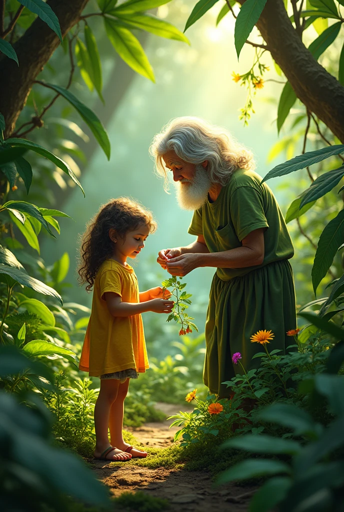  collect herbs with her old grandmother in jungle
