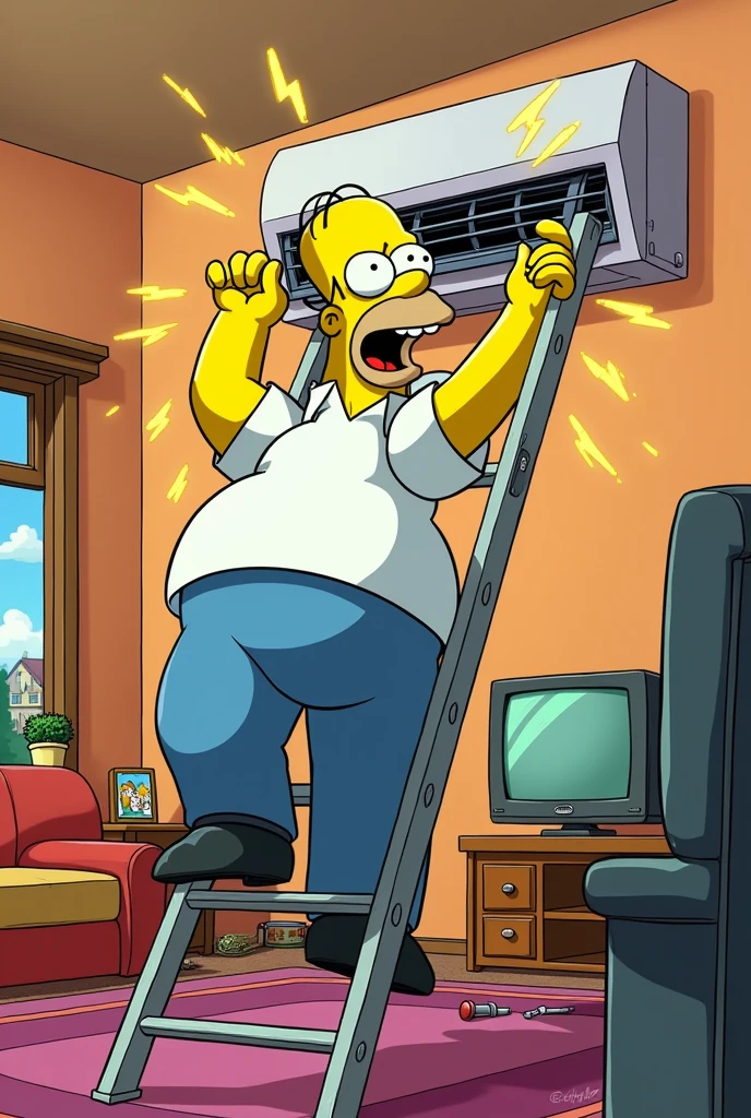 Homer Simpson happy fixing split air conditioning
