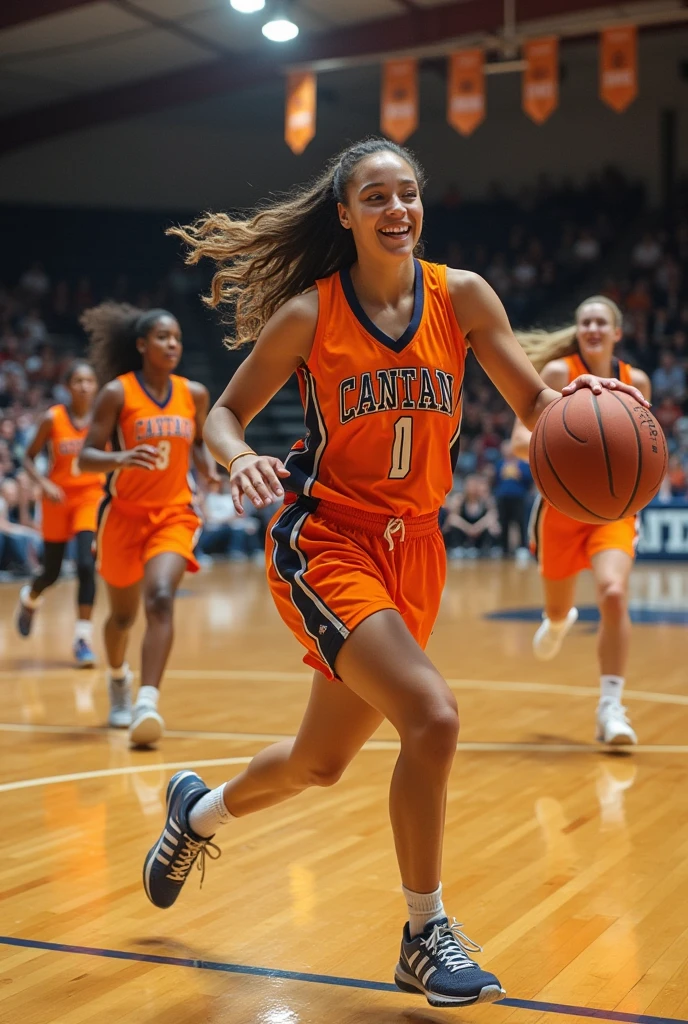 College girls beautiful basketball playing