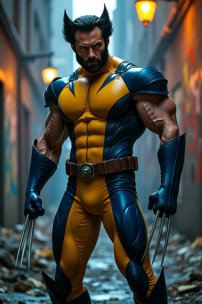 Wolverine, Hugh Jackman as Logan, Mask Wolverine, yellow blue suit color