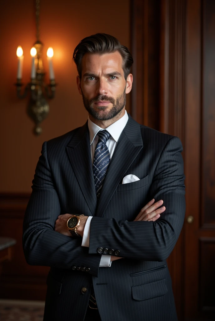 there is a man in a suit and tie standing in a room, handsome stunning realistic, in a strict suit, in the art style of bowater, realistic artstyle, wearing a strict business suit, in his suit, anime handsome man, inspired by Nelson Alexander Ross, high quality portrait, in strict suit, epic and classy portrait, commission for high res