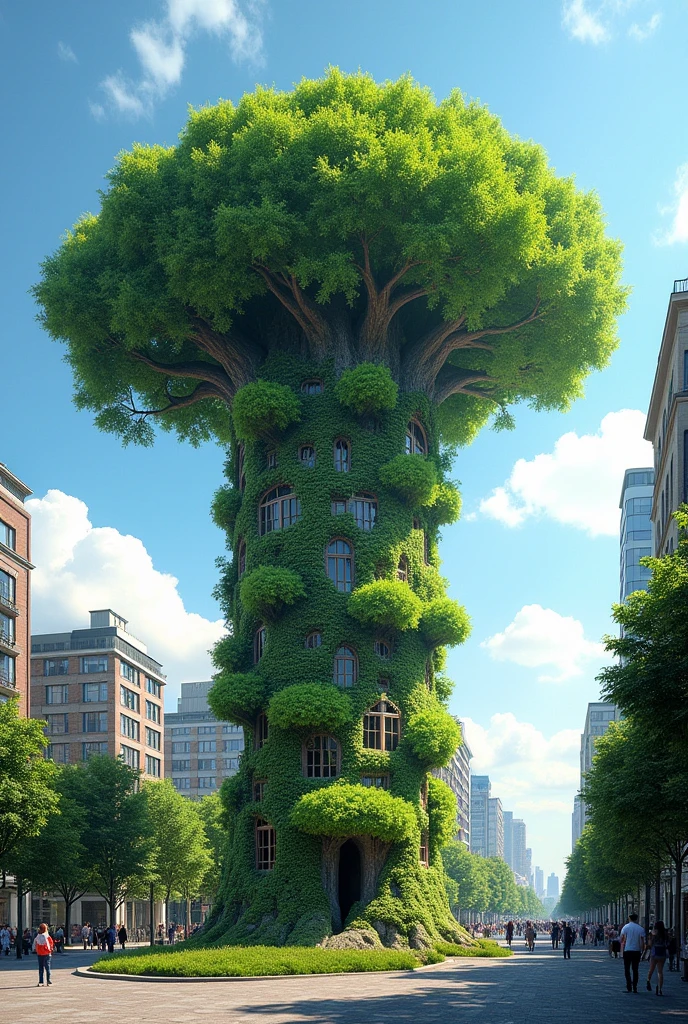 A tree shaped like a building