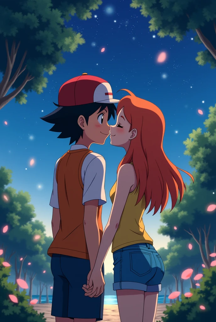 Ash and Misty kissing, Pokémon anime
