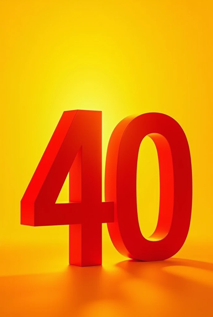 Create an image with the red numbers 4 and 0 and a yellowish orange background with the numbers separated as much as possible