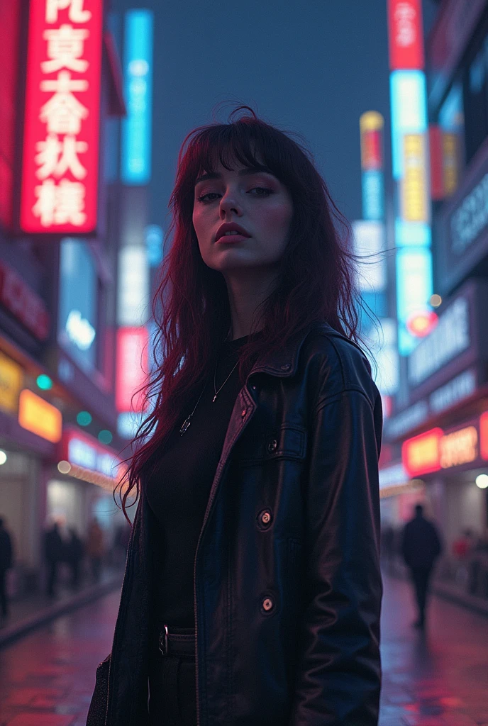 A LOFI-STYLE GIRL IN A CYBERPUNK CITY