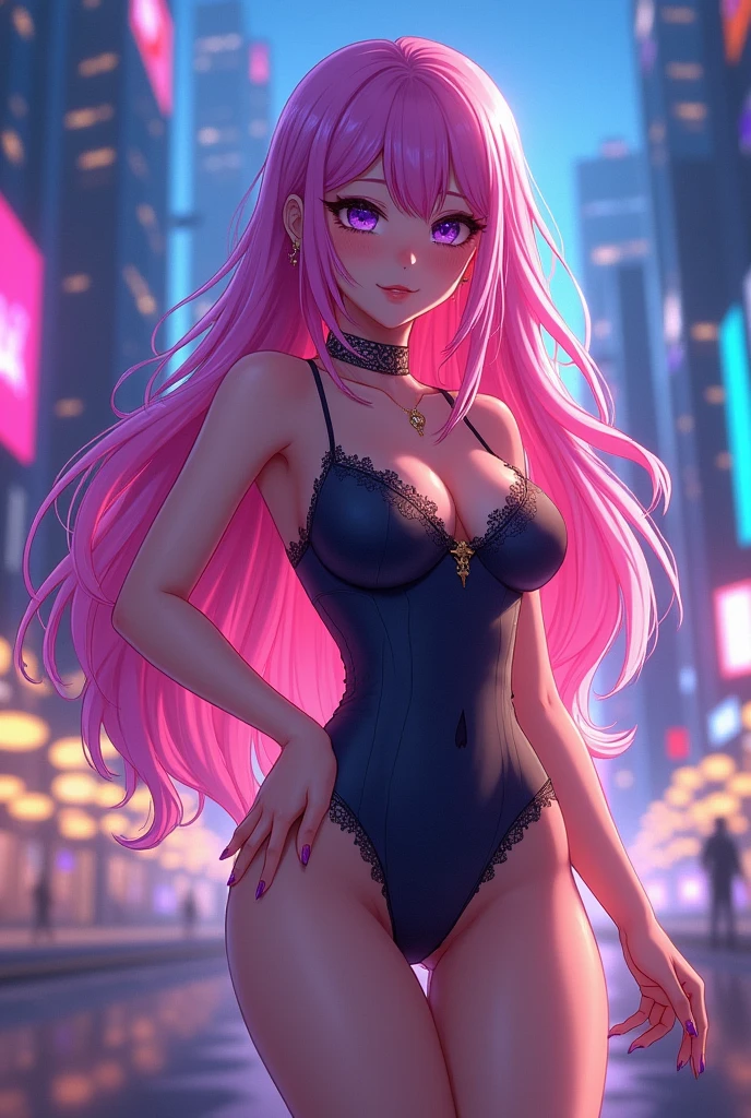 Create a most sexy anime girl with huge tits