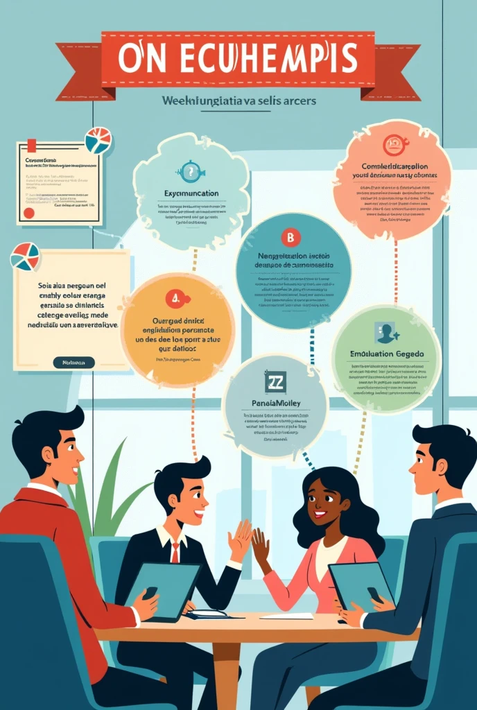 1 Identify the conflict 2 Encourage open communication 3 Practice empathy 4 Look for common interests 5 Generate solutions 6 Evaluate the solutions 7 Negotiate and reach an agreement 8 Implement the solution 9 Monitor and follow up 10 Evaluate, Document and standardize the methodology Make a poster with these points from the operational area of a company in Spanish