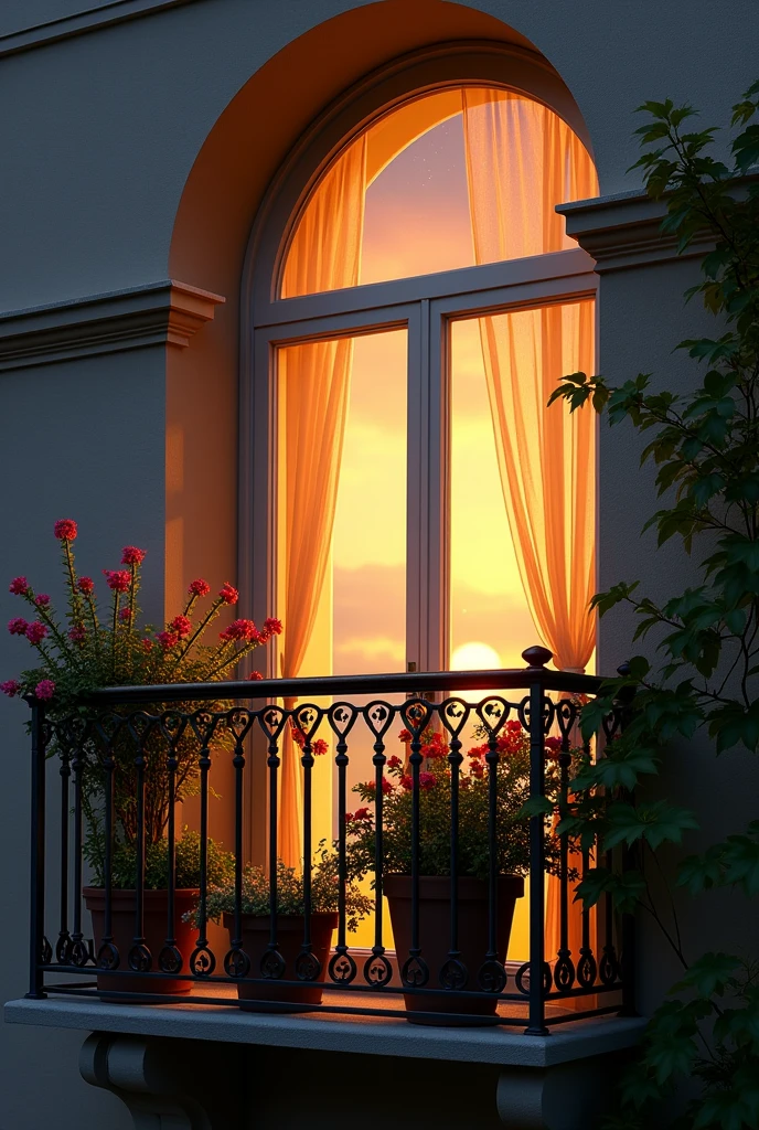 Balcony with with window evening time fantasy video without girl