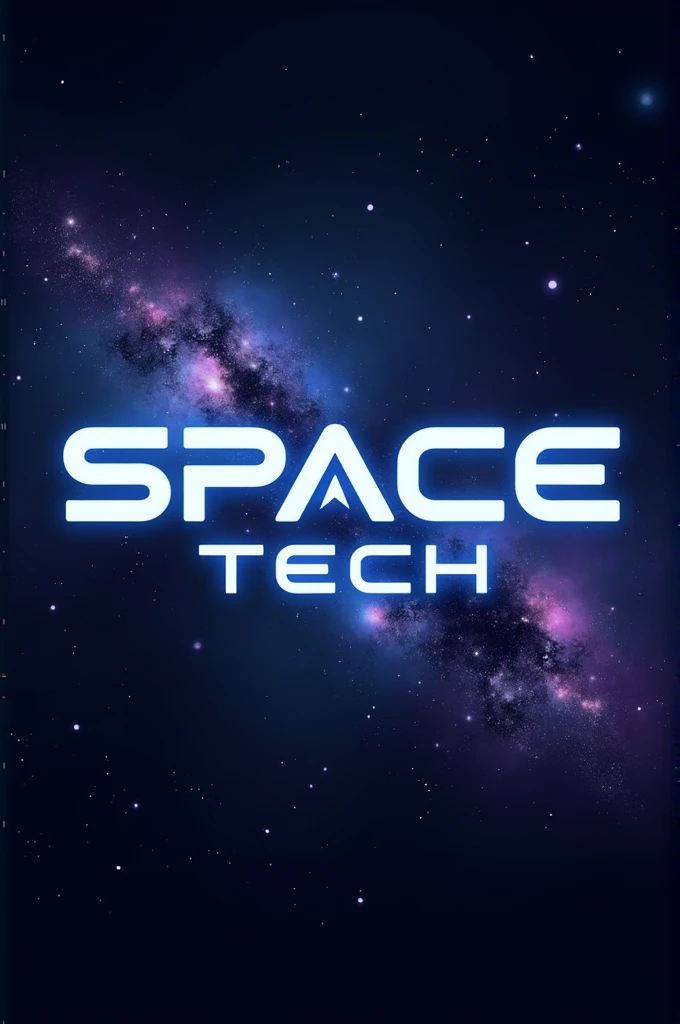 Create a logo with a space background with the name space on top and tech on the bottom 
