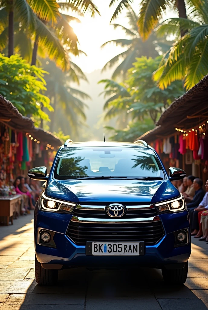 The blue Innova SUV is in Indonesia , with BK 305 RAN plates