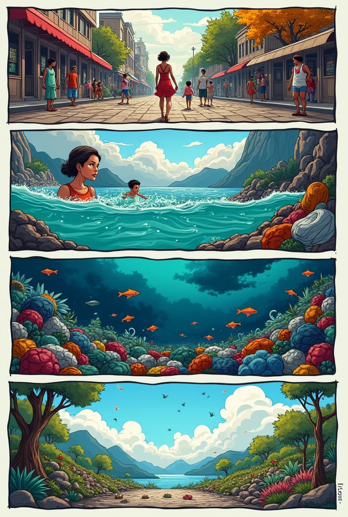 Story in 5 COMICS about the impact of textile pollution