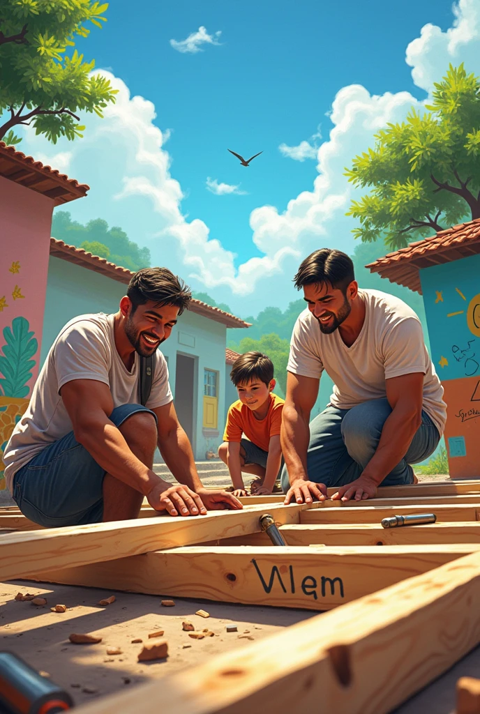 Pathers and sons latins building a School