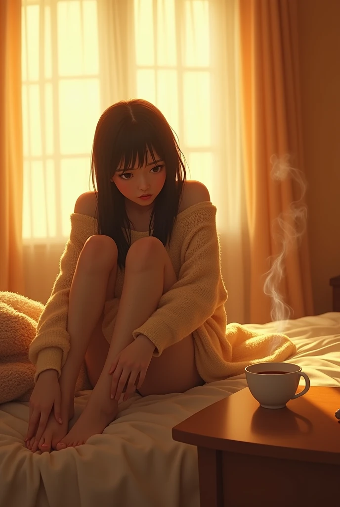 Not feeling good，Asian，Warm colors