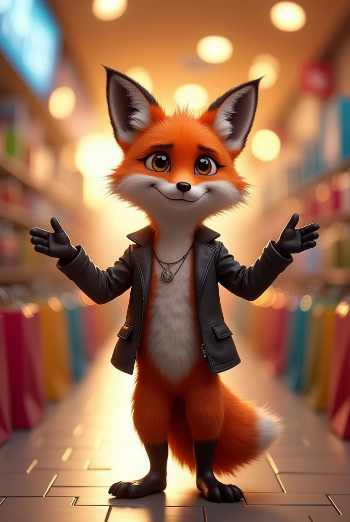 fox with open hands and a smirk online store avatar more inviting and adult as if selling something or advertising