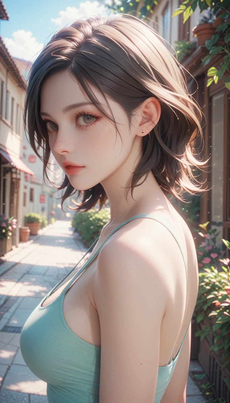 1girl, medium hair, mullet hairstyle