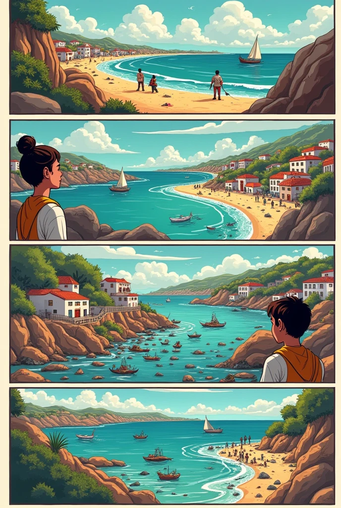 Story in 5 COMICS about the IMPACT of textile pollution IN PORTUGUESE