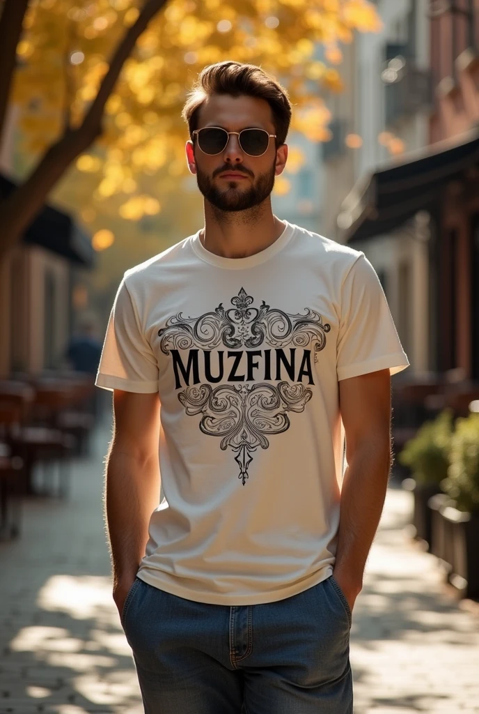 Signature luxury 'MUZFINA' logo unisex t shirt aesthetic vintage 