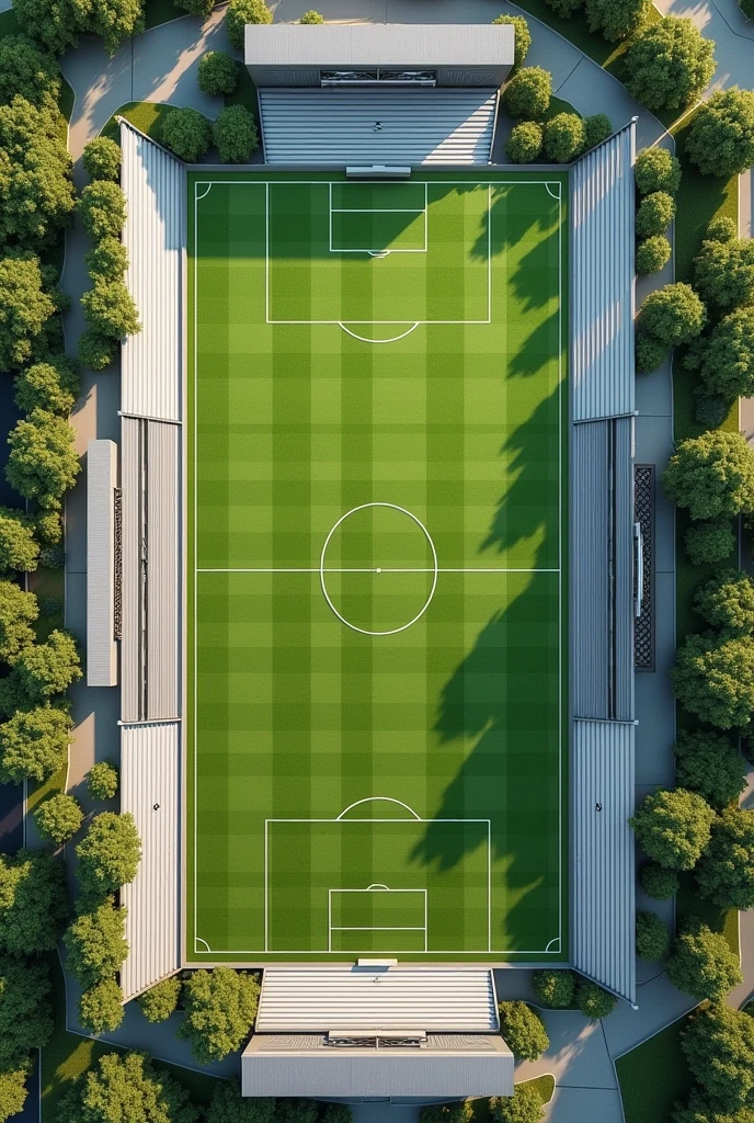 1. 11-a-side football pitch: 105 x 68 meters (7,140 m²).
Location: Focused on the terrain, occupying a significant portion.
2. 7-a-side football pitches: 60 x 40 meters each (2,400 m² per court, total 4,800 m²).
Location: Placed side by side or at an angle on the remaining part of the land.
3. Tribunes para la 11-a-side football pitch: 4-6 meters wide on both sides of the court (560-840 m² in total).
ability: According to the height and number of rows, Capacity may vary.
accessed: Spaces for the entry and exit of spectators.
4. dressing rooms
Dimensiones Aproximadas: 100-150 m² per dressing room (200-300 m² in total for two dressing rooms).
Location: Near the 11-a-side football pitch, with easy access from all courts.
Space Distribution:
Total Courts: 11,940 m² (7,140 m² for the 11-a-side and 4-a-side football pitch,800 m² for the two 7-a-side football pitches).
Tribunes: Approximately 700 m².
dressing rooms: Approximately 250 m².
Circulation and Green Areas: Remaining space for access, Roads, and rest areas or green areas.
Distribution Summary Total Area Used: Approximately 12,890 m².
Remaining Space: Small areas for circulation and green zones, adjustable according to specific needs.